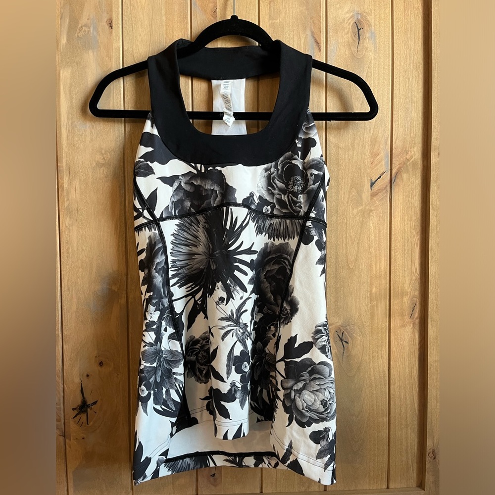 lululemon athletica Black and White Floral Tank Top